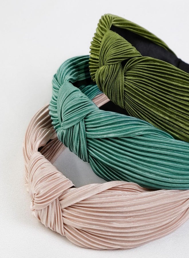 AIBFRID 3 Packs Headbands for Women Girls Fashion Wide Top Knotted Head Bands for Women’s Hair Non Slip Thick Elastic Satin Summer Womens Hairbands Cute Solid Color Hair Accessories - Image 3